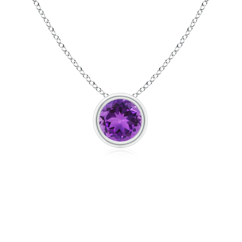 4mm AAA Bezel-Set Round Amethyst Solitaire Pendant in S999 Silver 