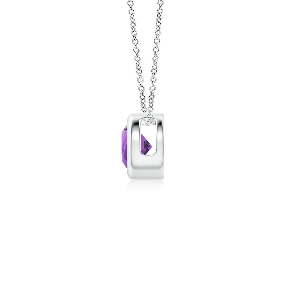 4mm AAA Bezel-Set Round Amethyst Solitaire Pendant in S999 Silver side 199