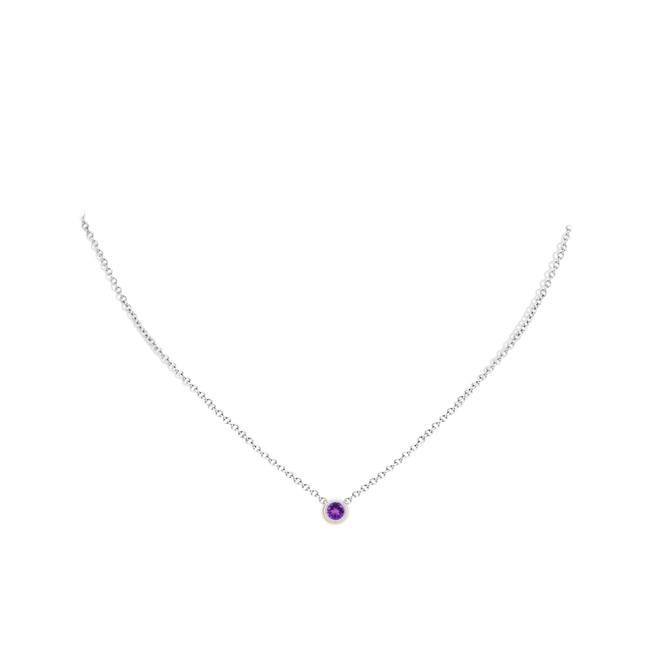 4mm AAA Bezel-Set Round Amethyst Solitaire Pendant in S999 Silver pen