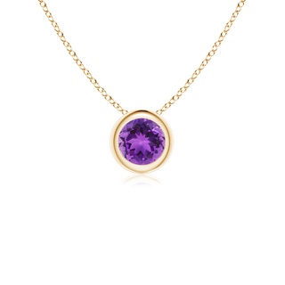 4mm AAA Bezel-Set Round Amethyst Solitaire Pendant in Yellow Gold