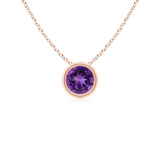 4mm AAAA Bezel-Set Round Amethyst Solitaire Pendant in 18K Rose Gold