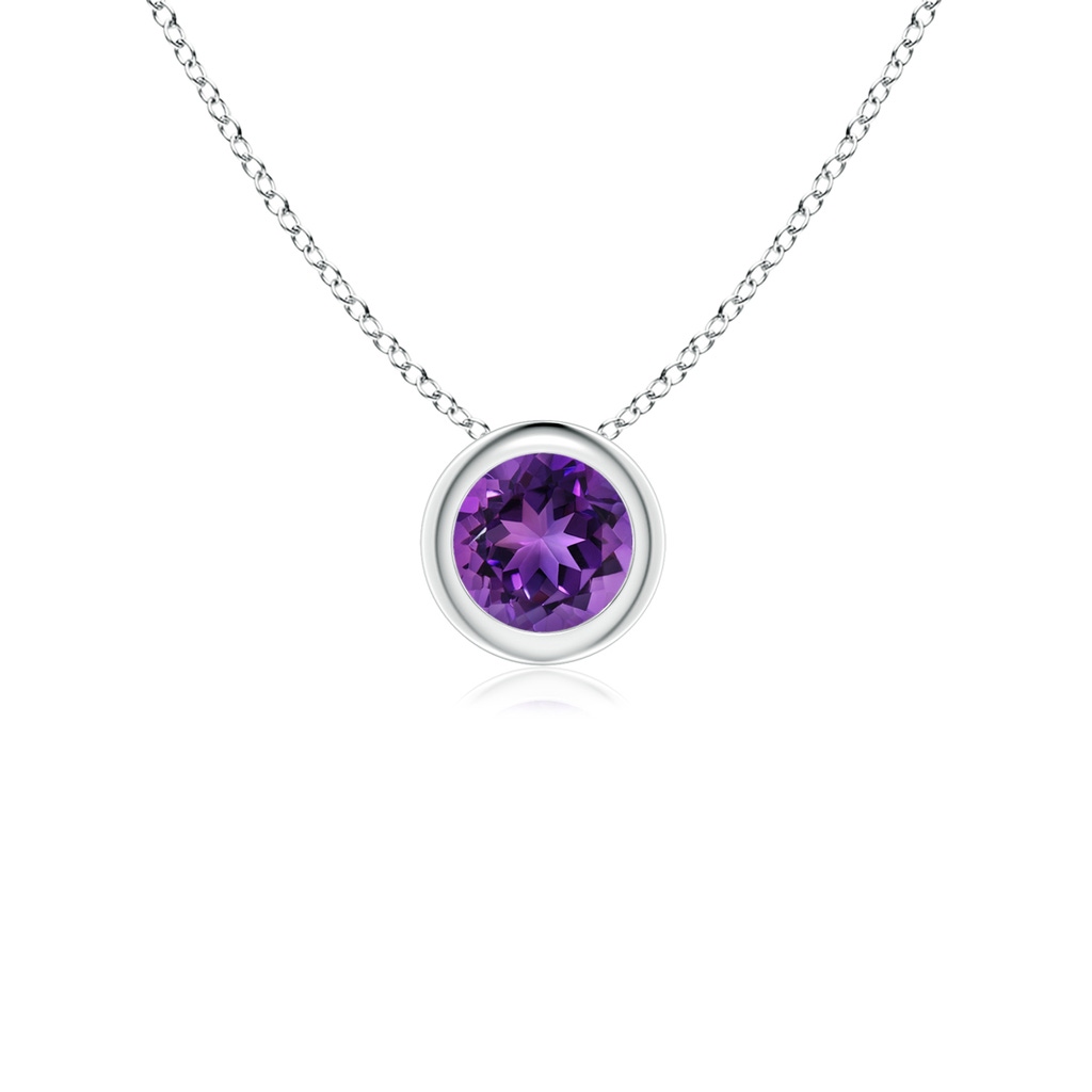 4mm AAAA Bezel-Set Round Amethyst Solitaire Pendant in P950 Platinum