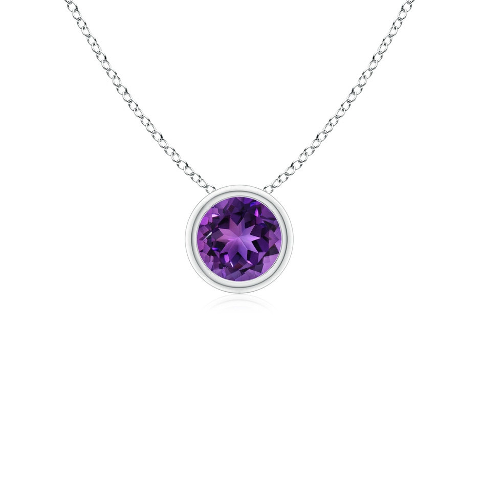 4mm AAAA Bezel-Set Round Amethyst Solitaire Pendant in P950 Platinum 