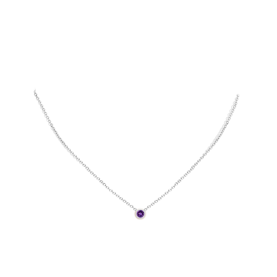 4mm AAAA Bezel-Set Round Amethyst Solitaire Pendant in P950 Platinum pen