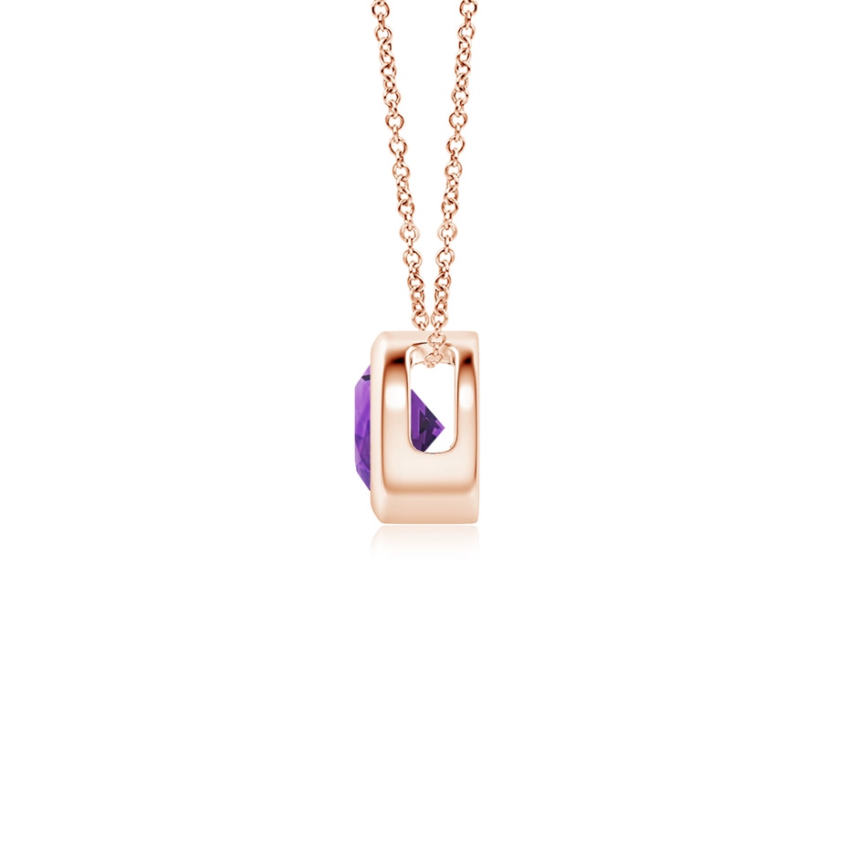 4mm AAAA Bezel-Set Round Amethyst Solitaire Pendant in Rose Gold side 199