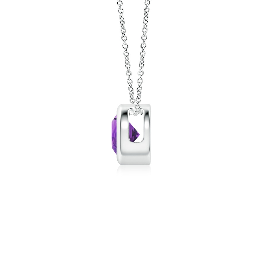 4mm AAAA Bezel-Set Round Amethyst Solitaire Pendant in S999 Silver side 199