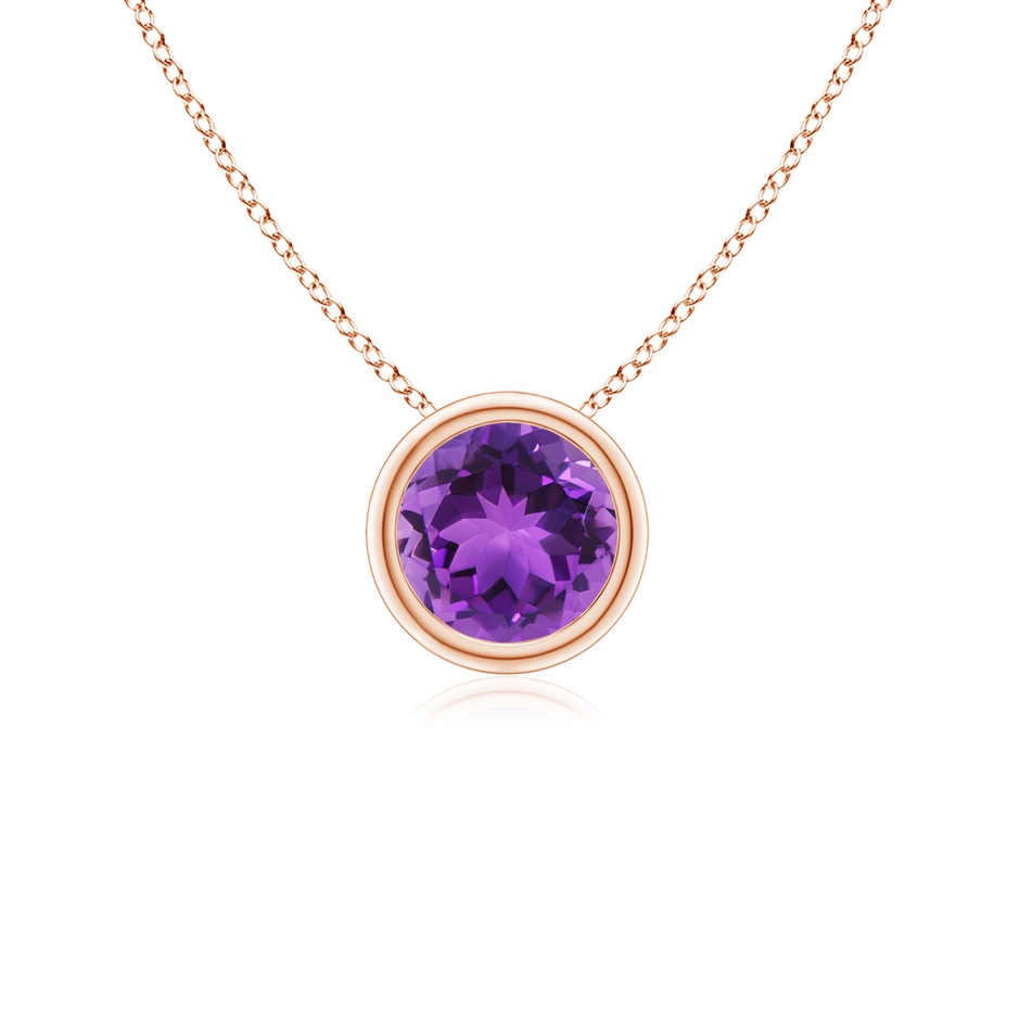 5mm AAA Bezel-Set Round Amethyst Solitaire Pendant in Rose Gold 