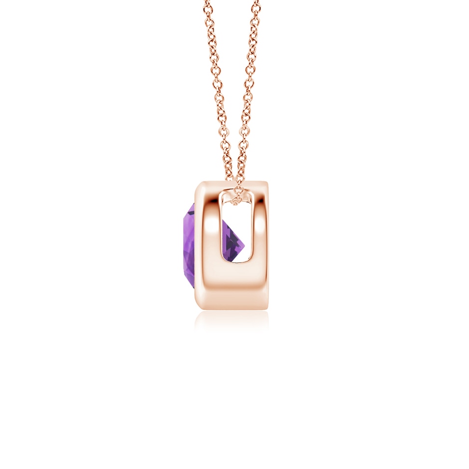 5mm AAA Bezel-Set Round Amethyst Solitaire Pendant in Rose Gold side 199