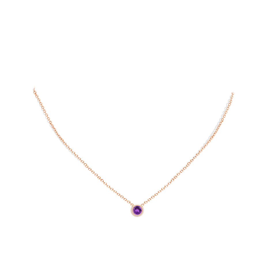 5mm AAA Bezel-Set Round Amethyst Solitaire Pendant in Rose Gold pen