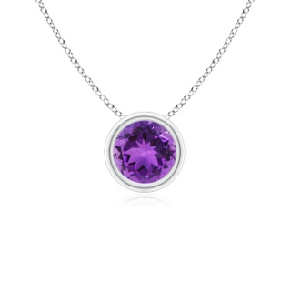 5mm AAA Bezel-Set Round Amethyst Solitaire Pendant in White Gold