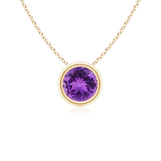 5mm AAA Bezel-Set Round Amethyst Solitaire Pendant in Yellow Gold