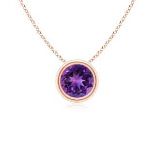 5mm AAAA Bezel-Set Round Amethyst Solitaire Pendant in 18K Rose Gold