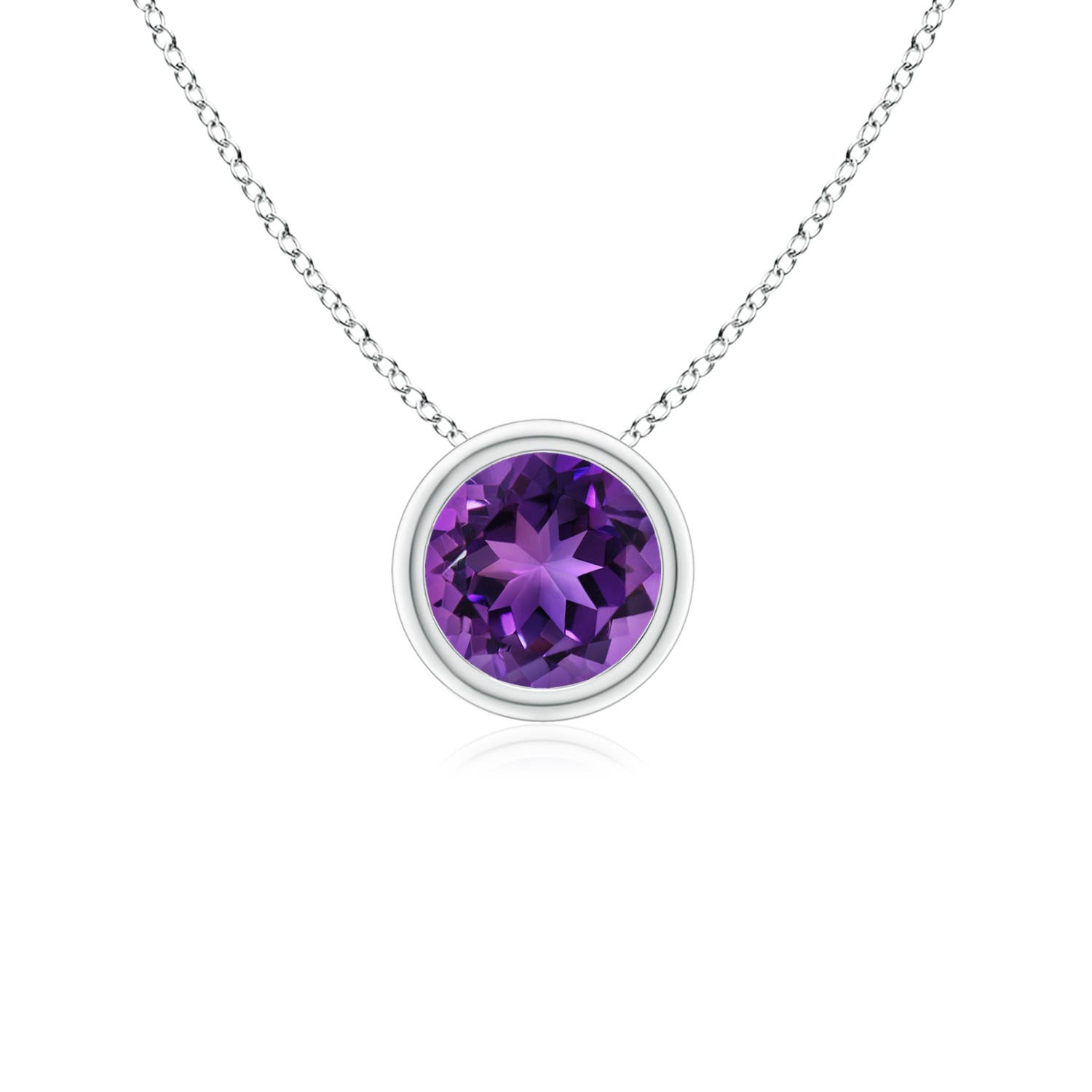 5mm AAAA Bezel-Set Round Amethyst Solitaire Pendant in P950 Platinum