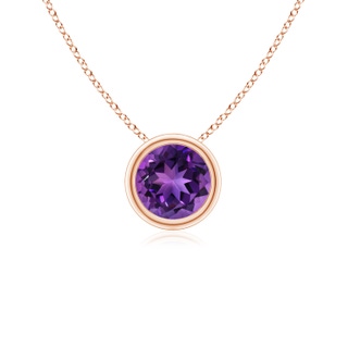 5mm AAAA Bezel-Set Round Amethyst Solitaire Pendant in Rose Gold