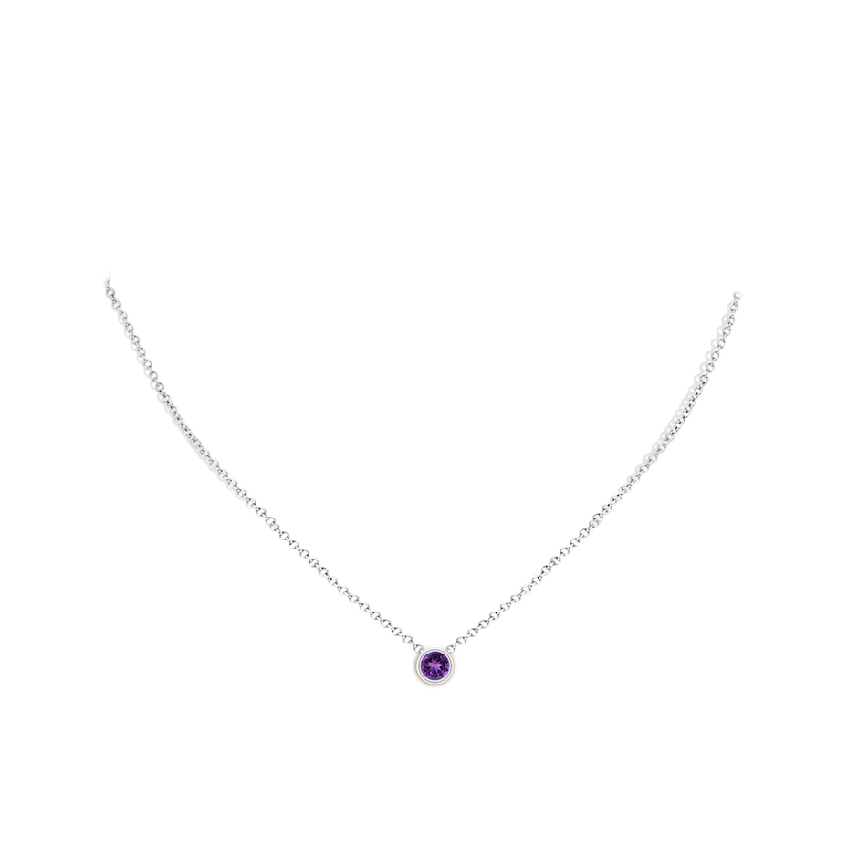 5mm AAAA Bezel-Set Round Amethyst Solitaire Pendant in S999 Silver pen