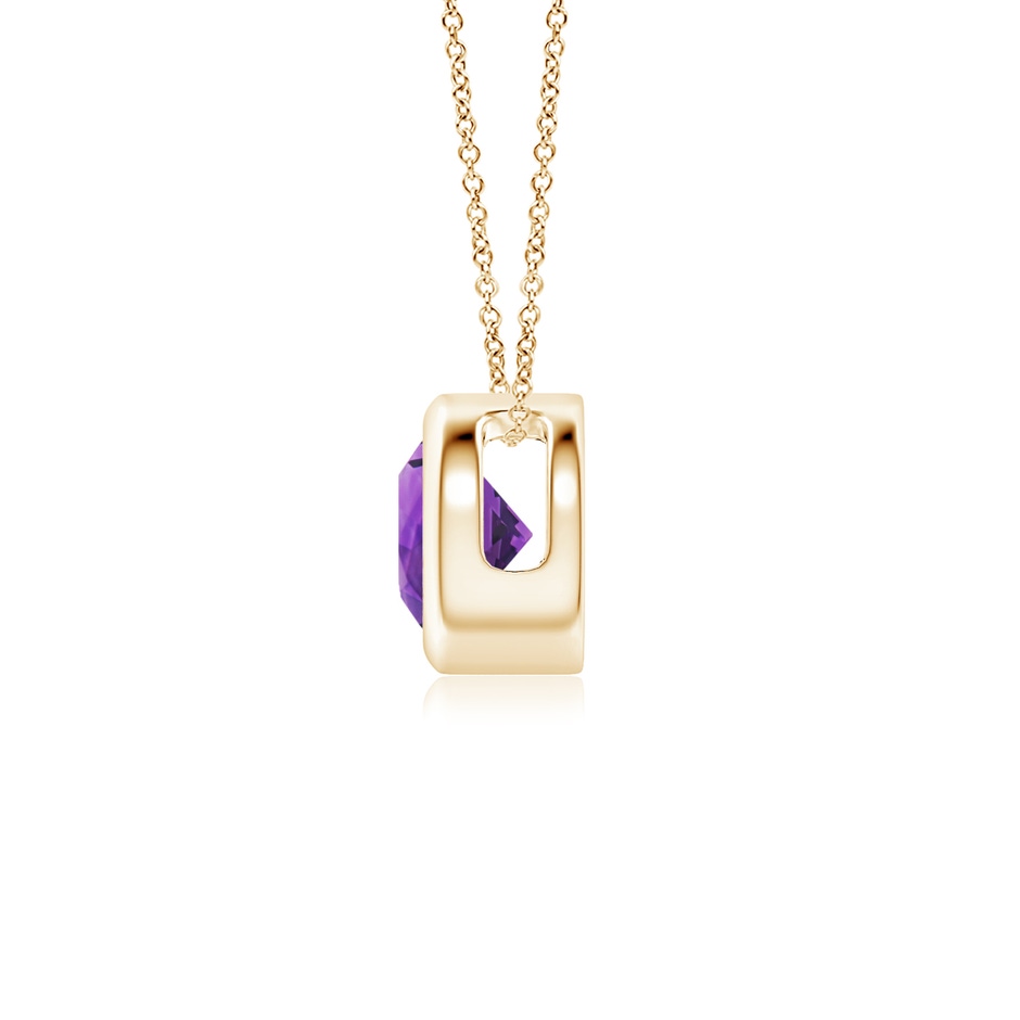 5mm AAAA Bezel-Set Round Amethyst Solitaire Pendant in Yellow Gold side 199