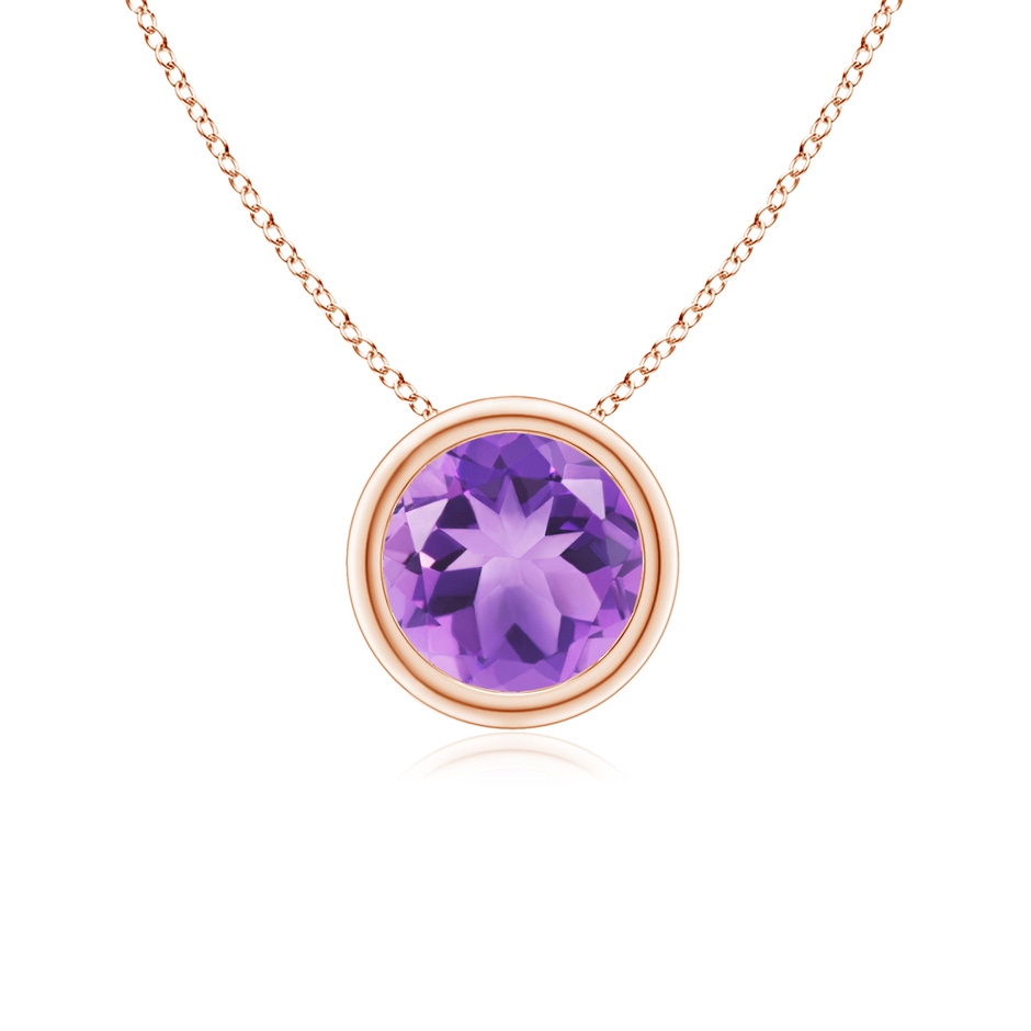 6mm A Bezel-Set Round Amethyst Solitaire Pendant in 18K Rose Gold 