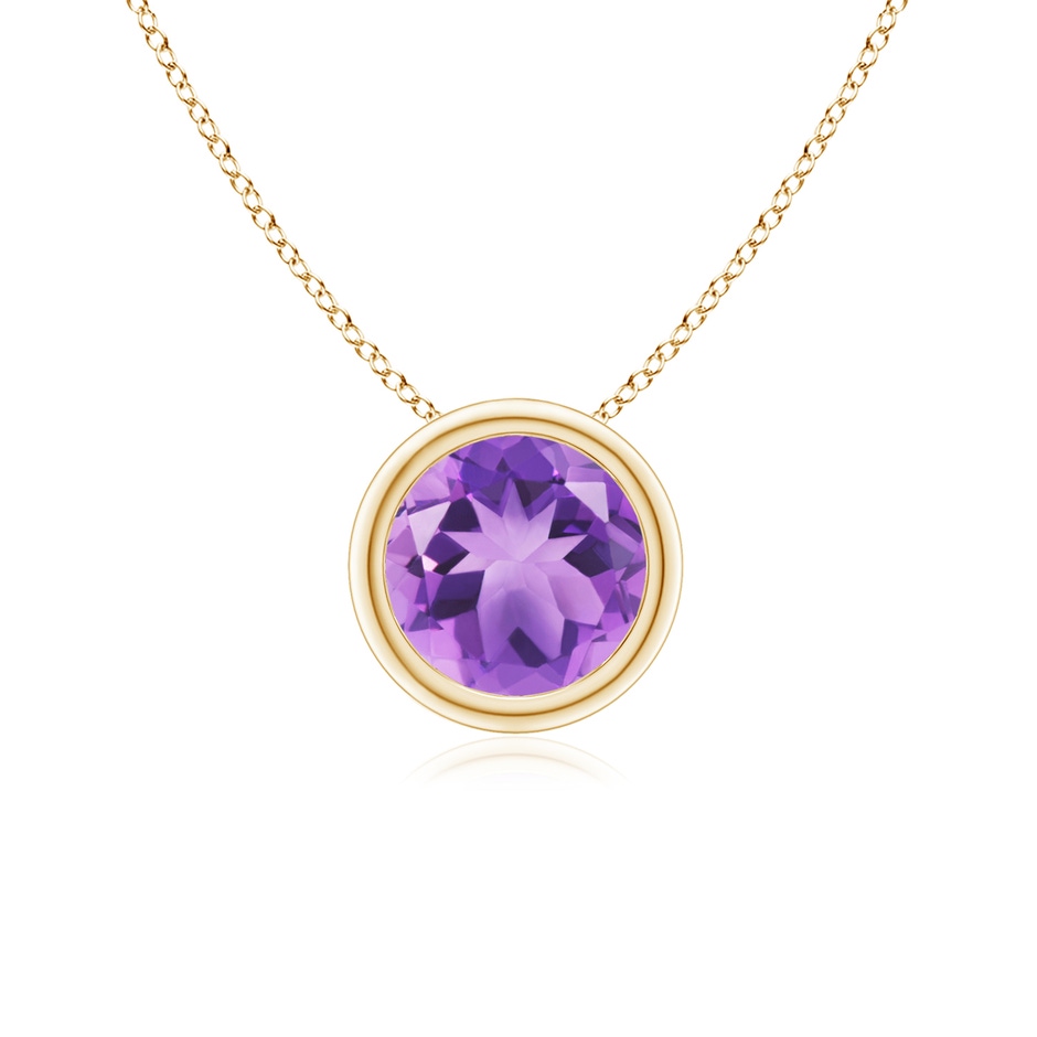 6mm A Bezel-Set Round Amethyst Solitaire Pendant in 18K Yellow Gold 