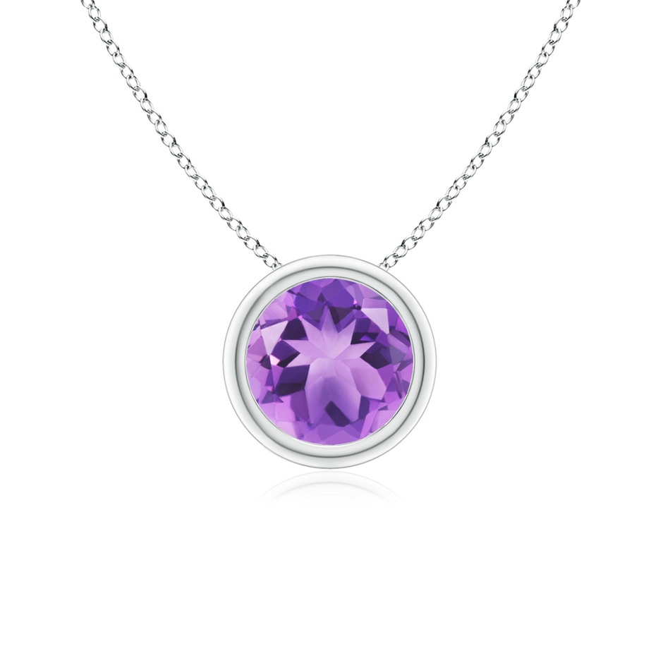 6mm A Bezel-Set Round Amethyst Solitaire Pendant in P950 Platinum 