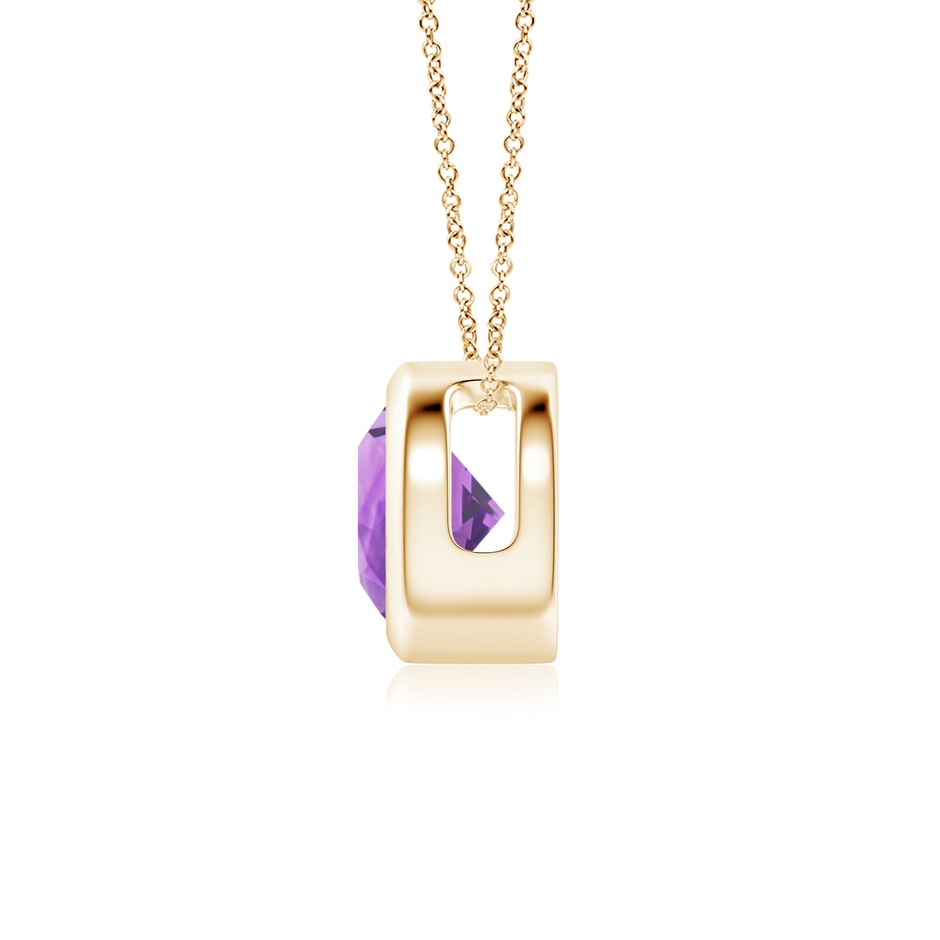 6mm AA Bezel-Set Round Amethyst Solitaire Pendant in Yellow Gold side 199