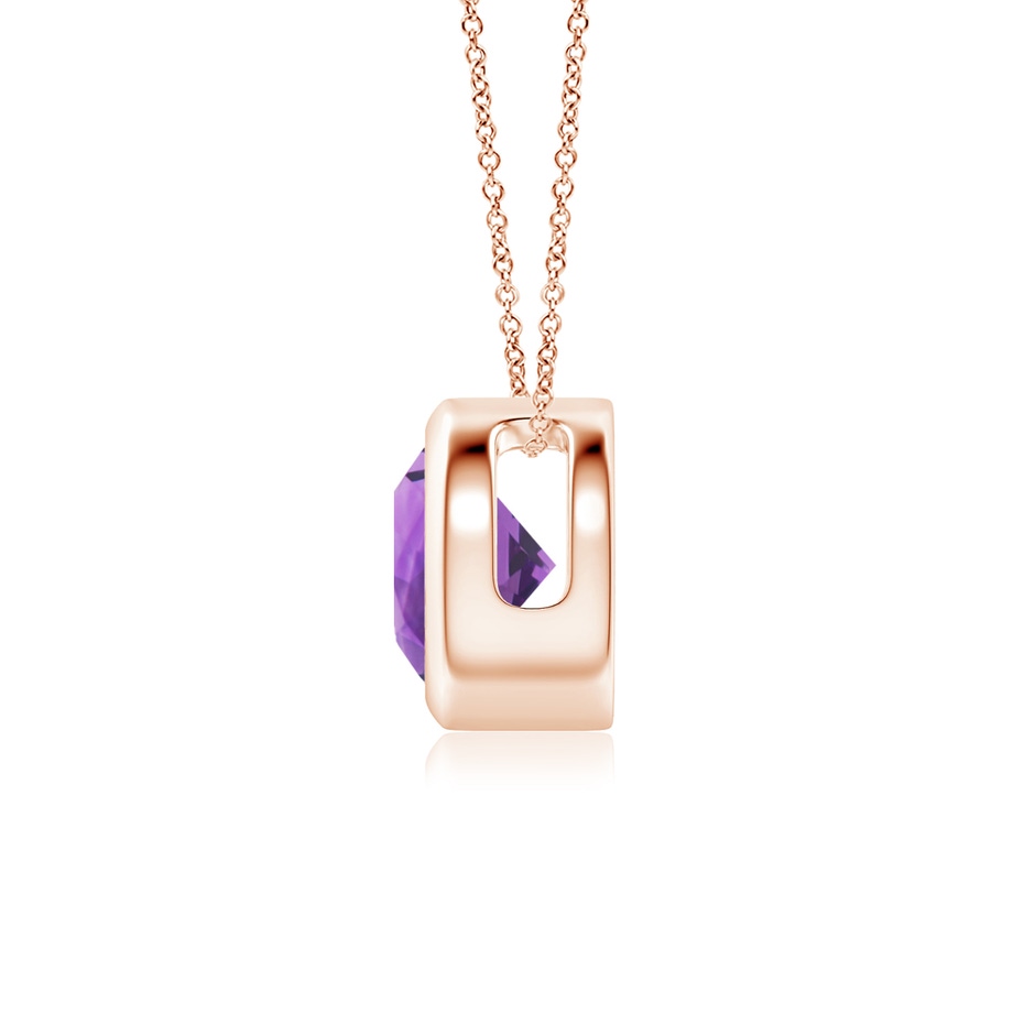 6mm AAA Bezel-Set Round Amethyst Solitaire Pendant in Rose Gold side 199