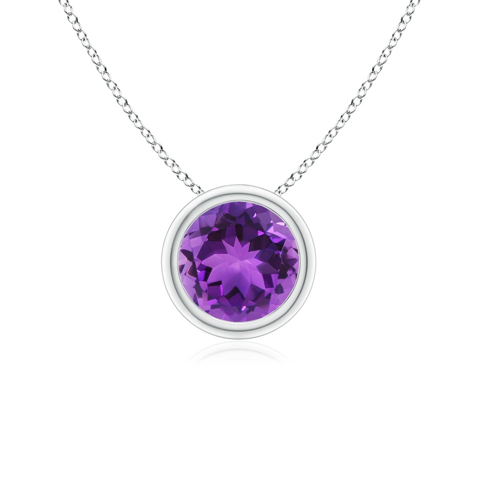 6mm AAA Bezel-Set Round Amethyst Solitaire Pendant in White Gold 