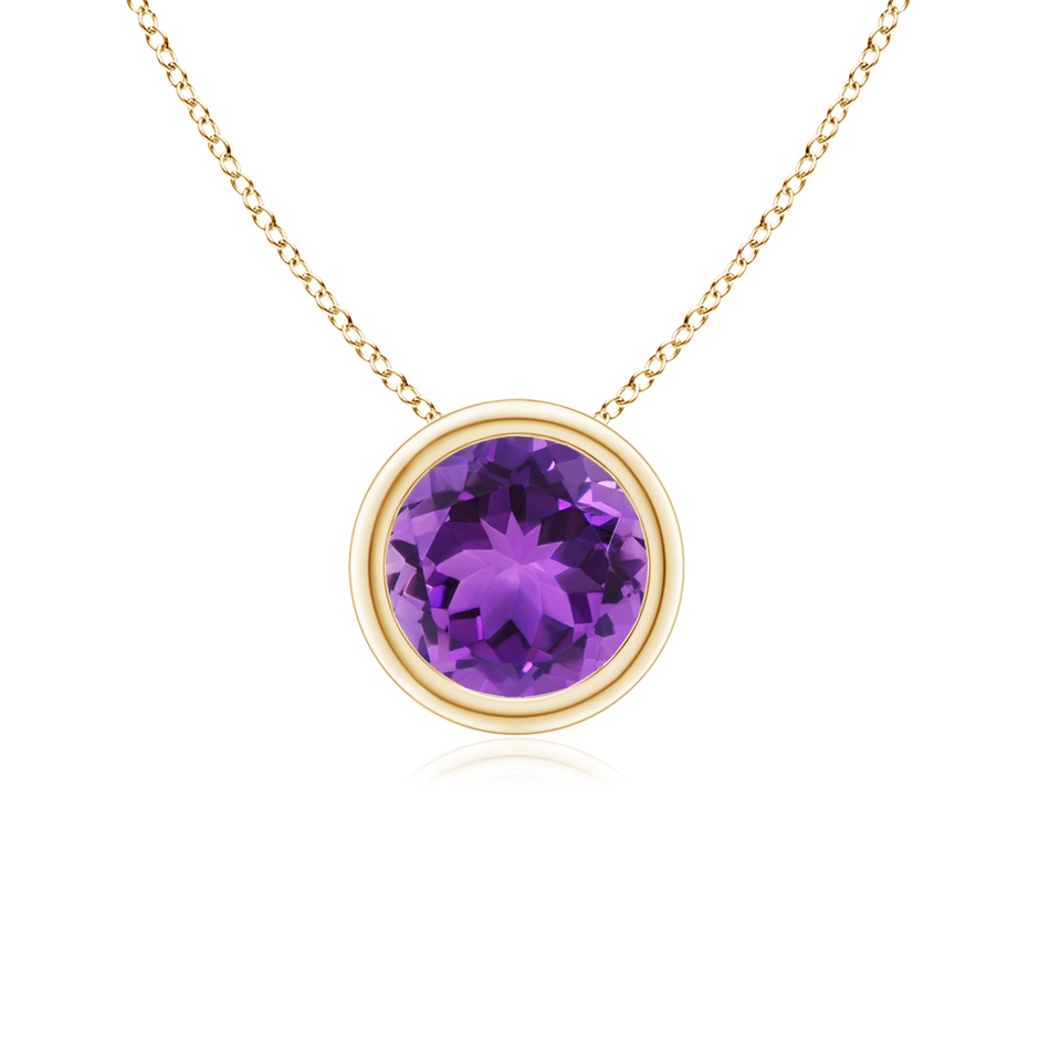 6mm AAA Bezel-Set Round Amethyst Solitaire Pendant in Yellow Gold 