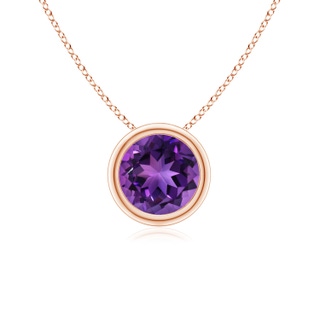 6mm AAAA Bezel-Set Round Amethyst Solitaire Pendant in 18K Rose Gold