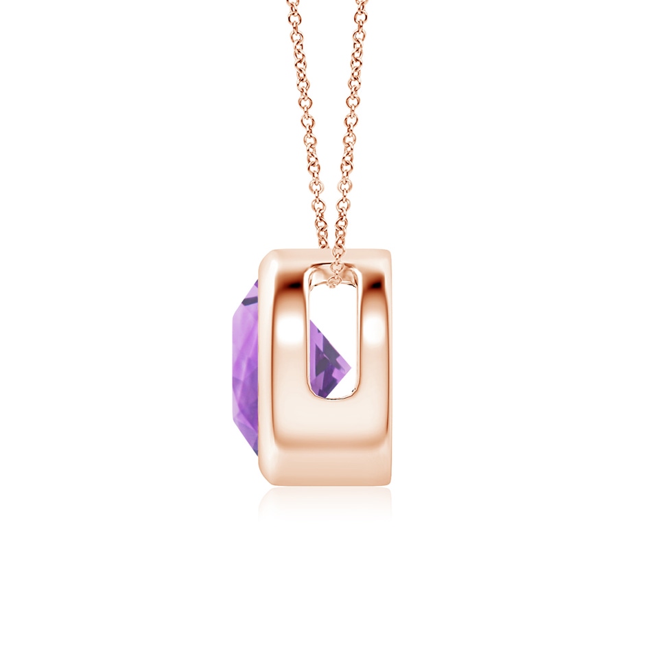 7mm A Bezel-Set Round Amethyst Solitaire Pendant in 18K Rose Gold side 199