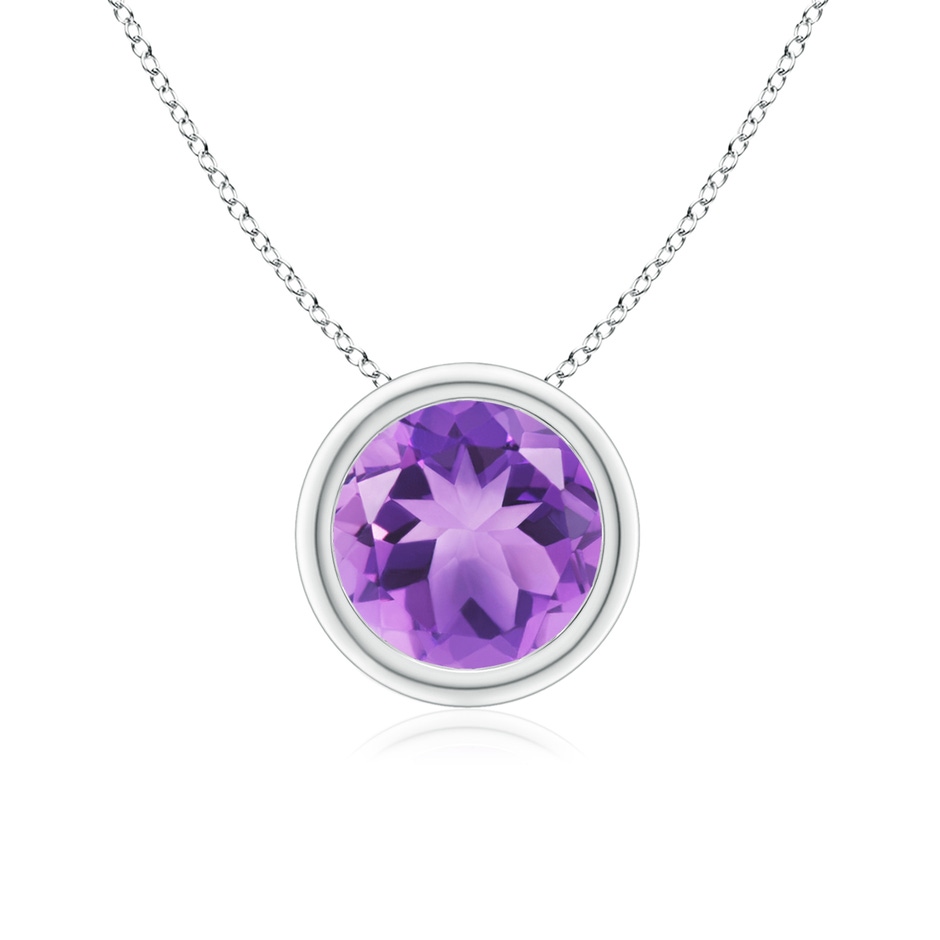 7mm A Bezel-Set Round Amethyst Solitaire Pendant in S999 Silver 