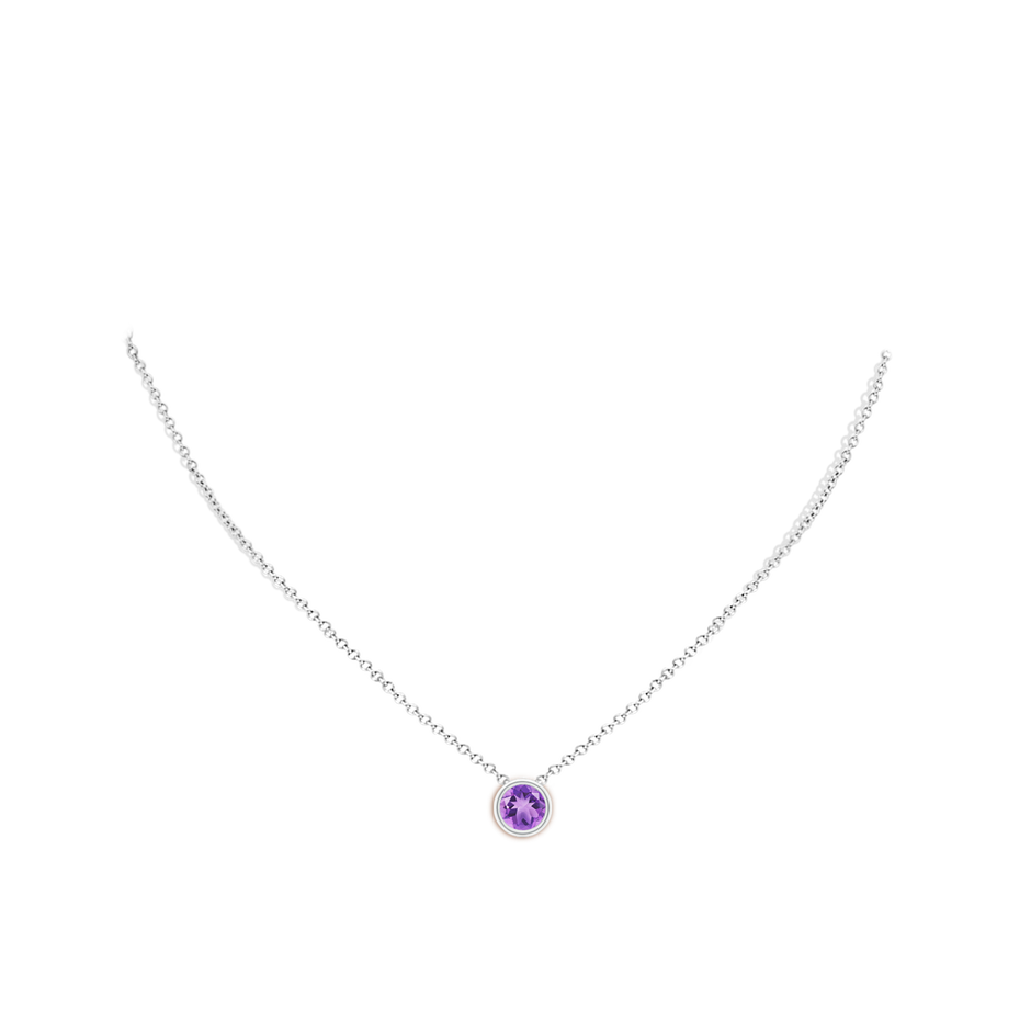 7mm A Bezel-Set Round Amethyst Solitaire Pendant in S999 Silver pen