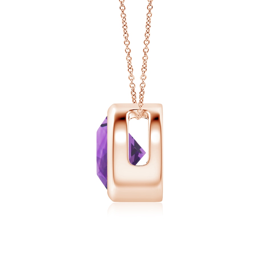 7mm AAA Bezel-Set Round Amethyst Solitaire Pendant in Rose Gold side 199
