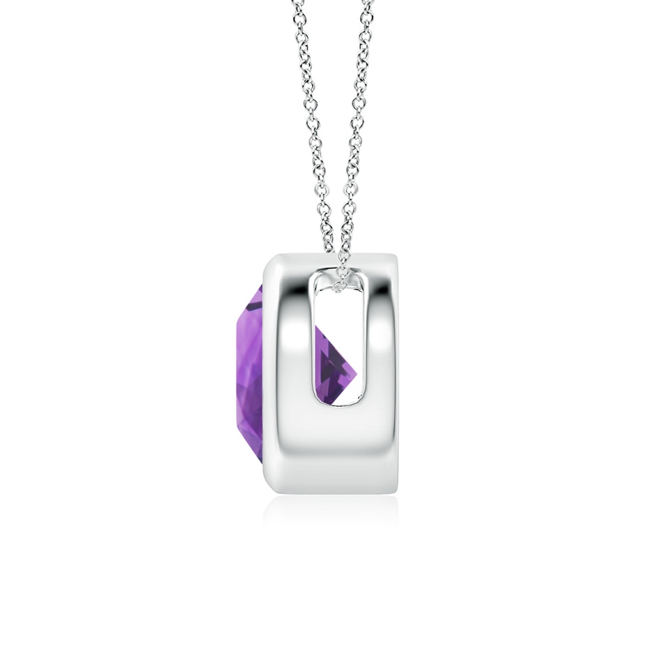 7mm AAA Bezel-Set Round Amethyst Solitaire Pendant in White Gold side 199