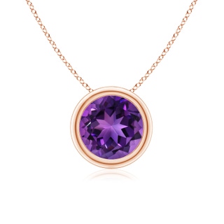 7mm AAAA Bezel-Set Round Amethyst Solitaire Pendant in 18K Rose Gold