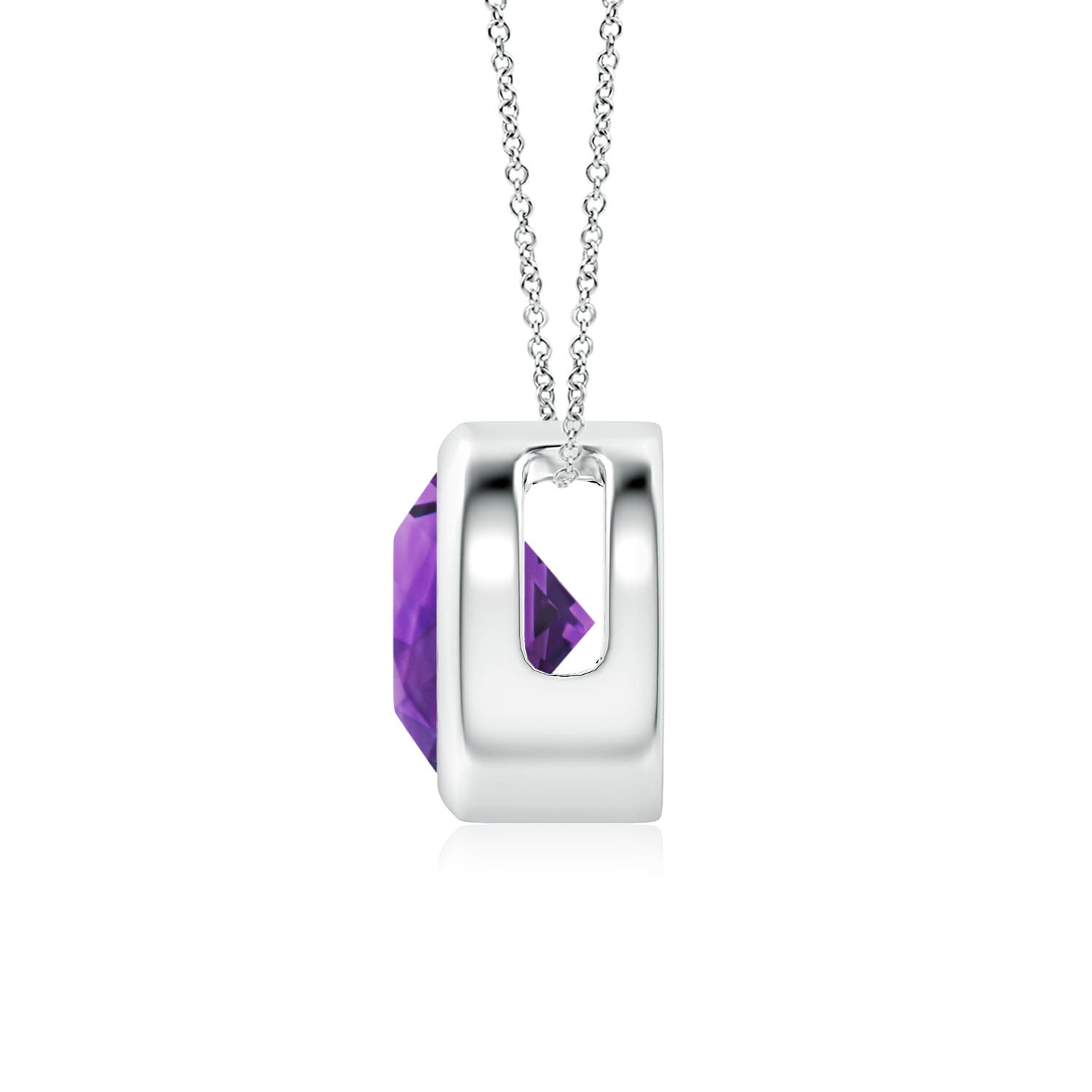 7mm AAAA Bezel-Set Round Amethyst Solitaire Pendant in P950 Platinum