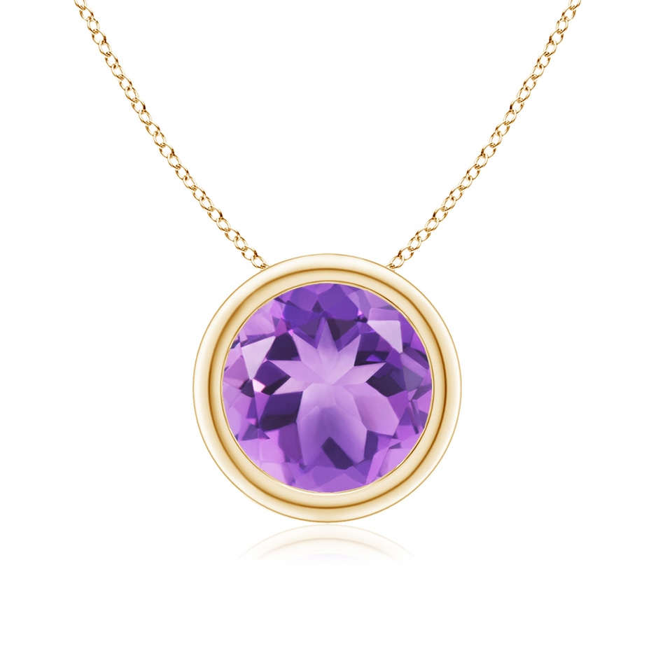 8mm A Bezel-Set Round Amethyst Solitaire Pendant in 18K Yellow Gold 