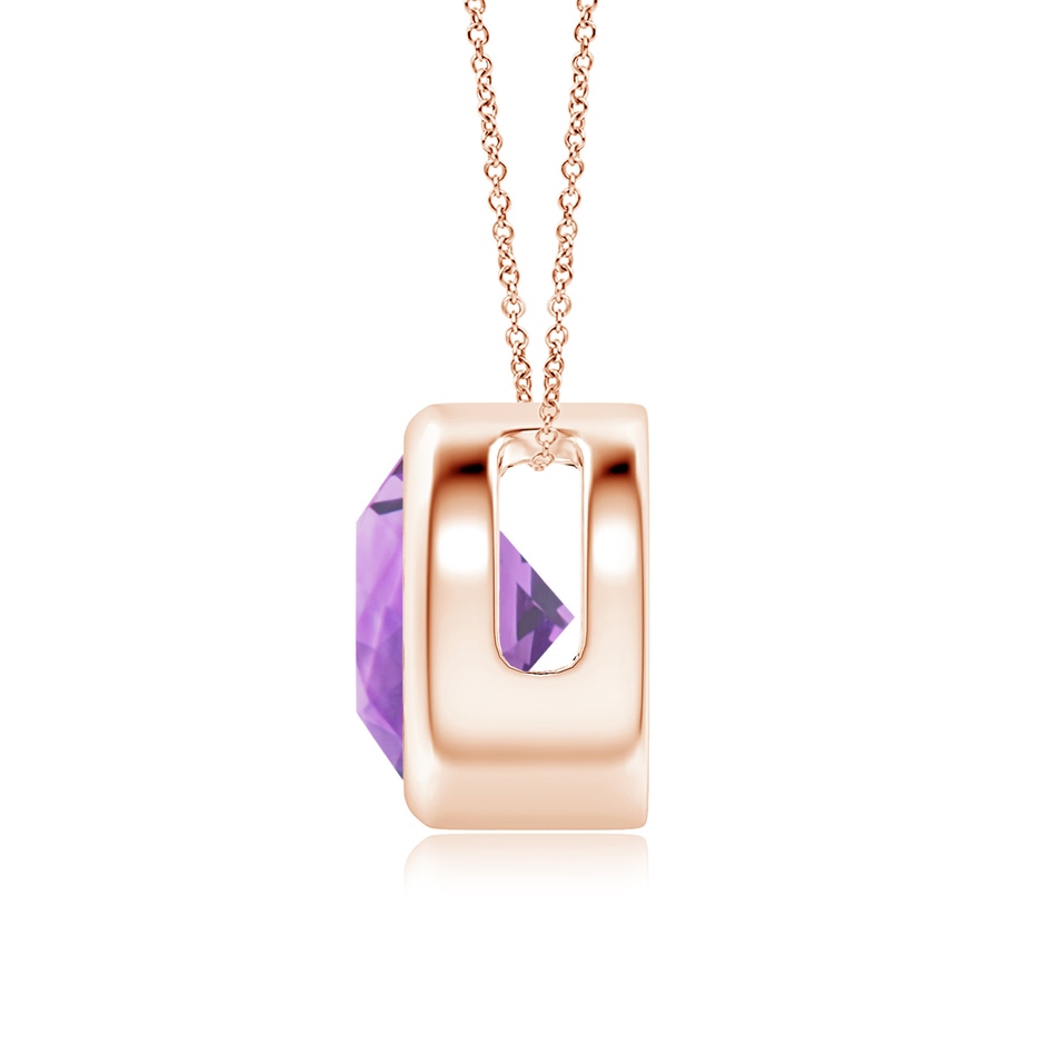 8mm A Bezel-Set Round Amethyst Solitaire Pendant in Rose Gold side 199