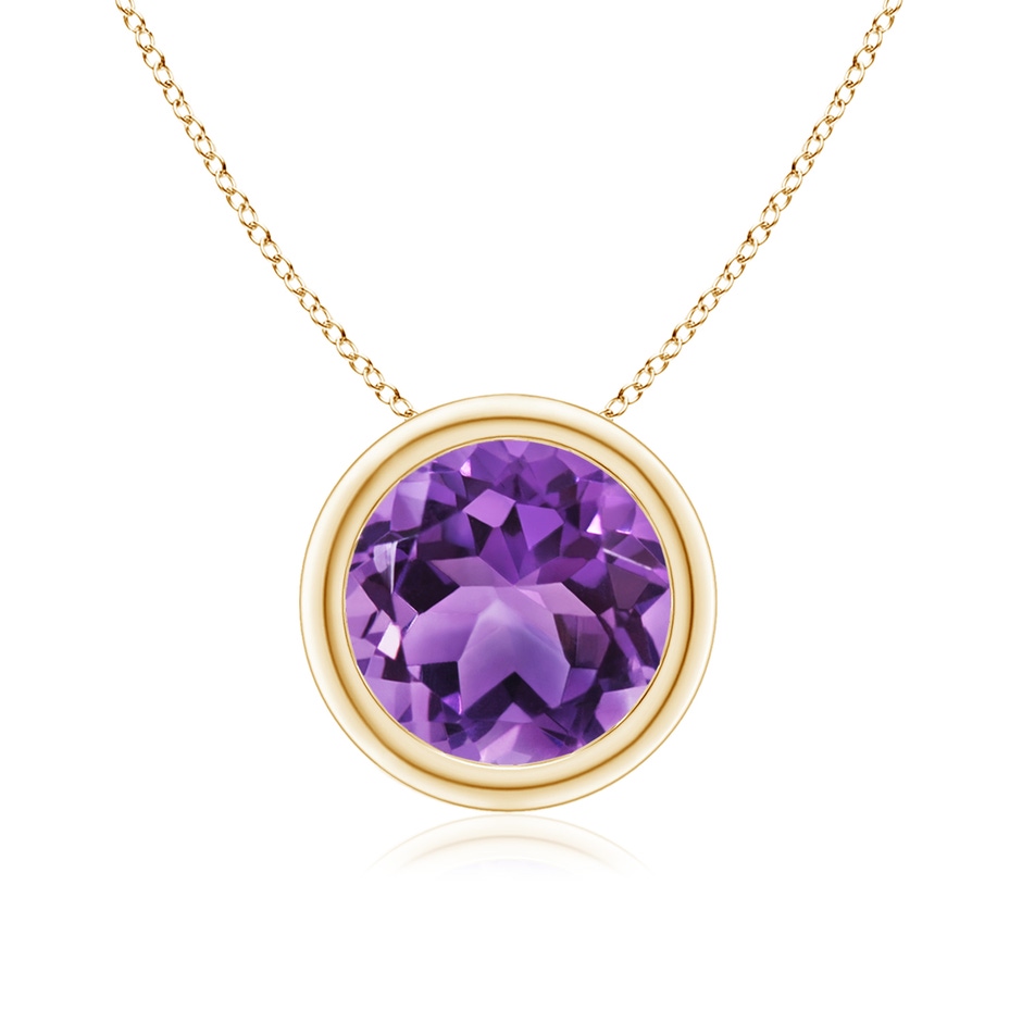 8mm AA Bezel-Set Round Amethyst Solitaire Pendant in 18K Yellow Gold 