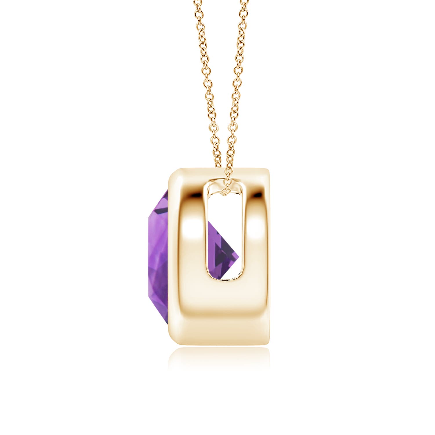 8mm AAA Bezel-Set Round Amethyst Solitaire Pendant in 18K Yellow Gold