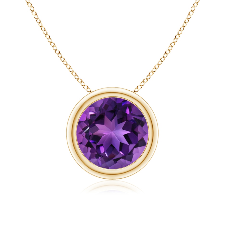 8mm AAAA Bezel-Set Round Amethyst Solitaire Pendant in 18K Yellow Gold 