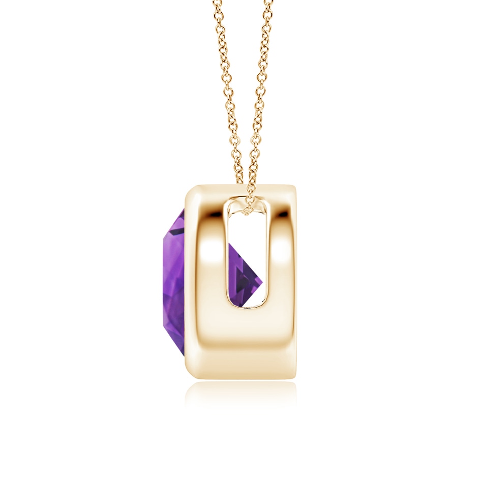8mm AAAA Bezel-Set Round Amethyst Solitaire Pendant in 18K Yellow Gold side 199