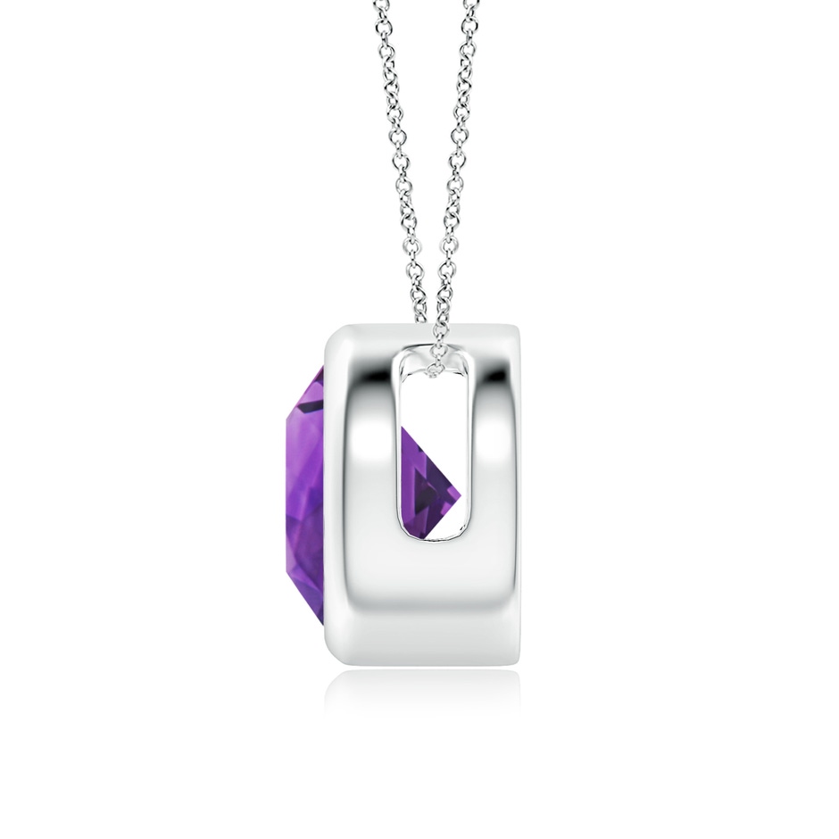 8mm AAAA Bezel-Set Round Amethyst Solitaire Pendant in P950 Platinum side 199