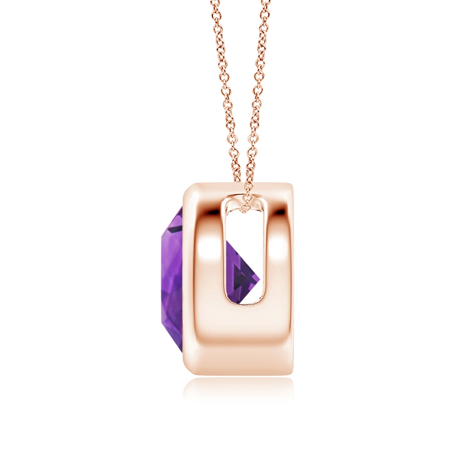 8mm AAAA Bezel-Set Round Amethyst Solitaire Pendant in Rose Gold side 199