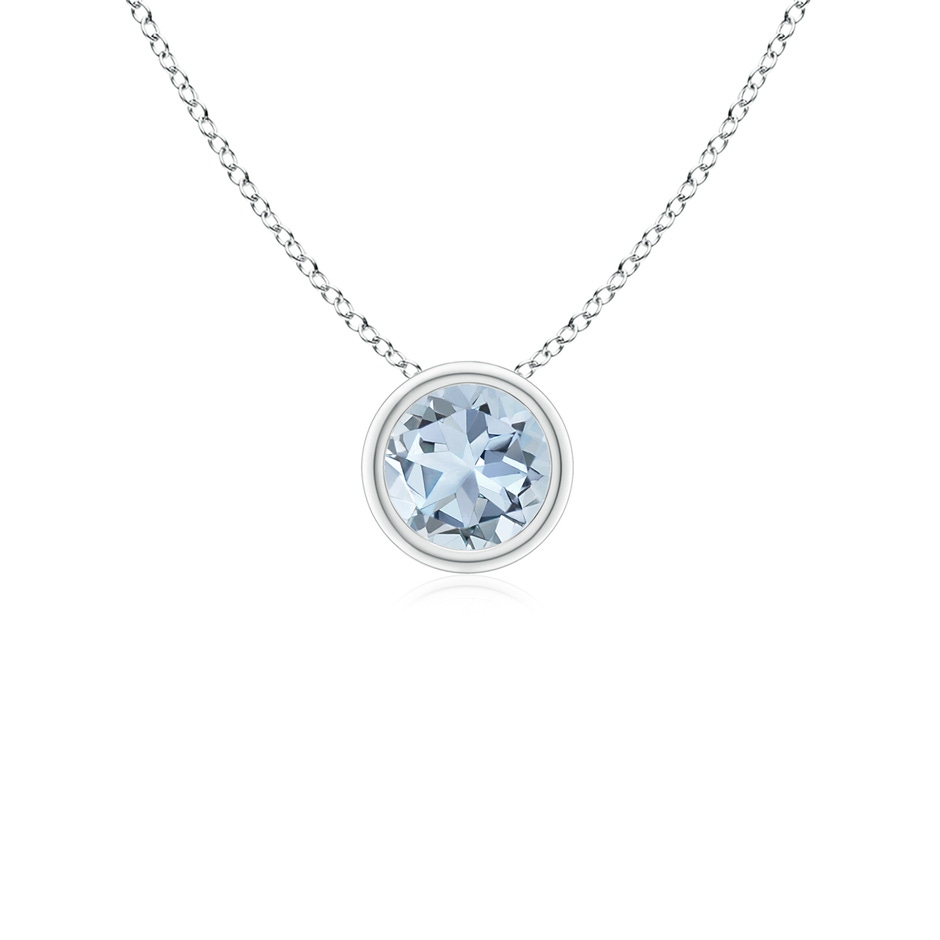 4mm A Bezel-Set Round Aquamarine Solitaire Pendant in P950 Platinum 