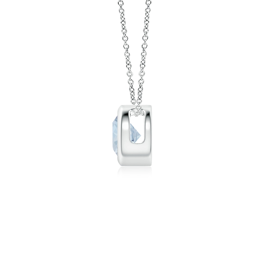 4mm A Bezel-Set Round Aquamarine Solitaire Pendant in P950 Platinum side 199