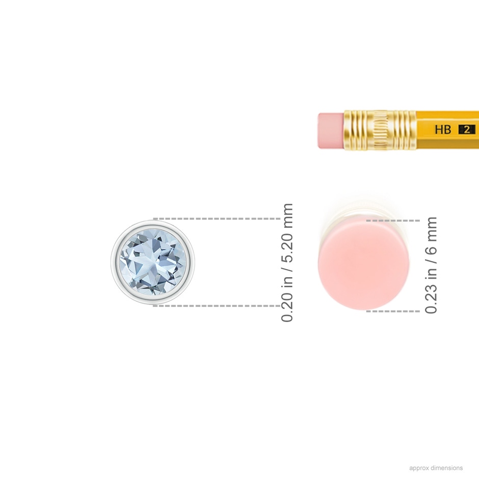 4mm A Bezel-Set Round Aquamarine Solitaire Pendant in P950 Platinum ruler