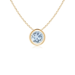 4mm A Bezel-Set Round Aquamarine Solitaire Pendant in Yellow Gold