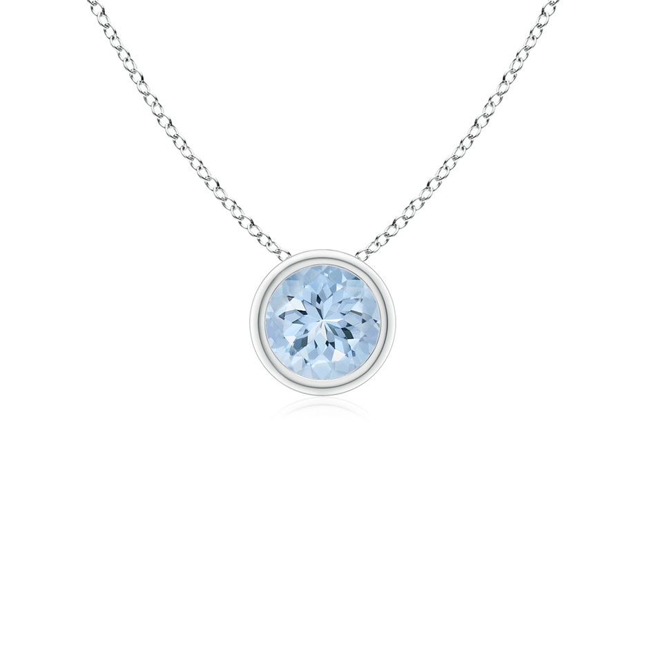 4mm AA Bezel-Set Round Aquamarine Solitaire Pendant in P950 Platinum 