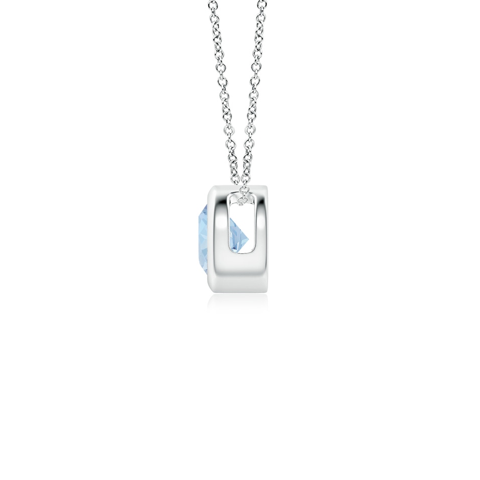 4mm AA Bezel-Set Round Aquamarine Solitaire Pendant in P950 Platinum side 199