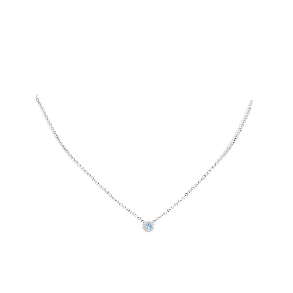 4mm AA Bezel-Set Round Aquamarine Solitaire Pendant in P950 Platinum pen